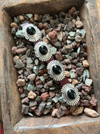 Sterling Silver and Oval Onyx Concho Slide