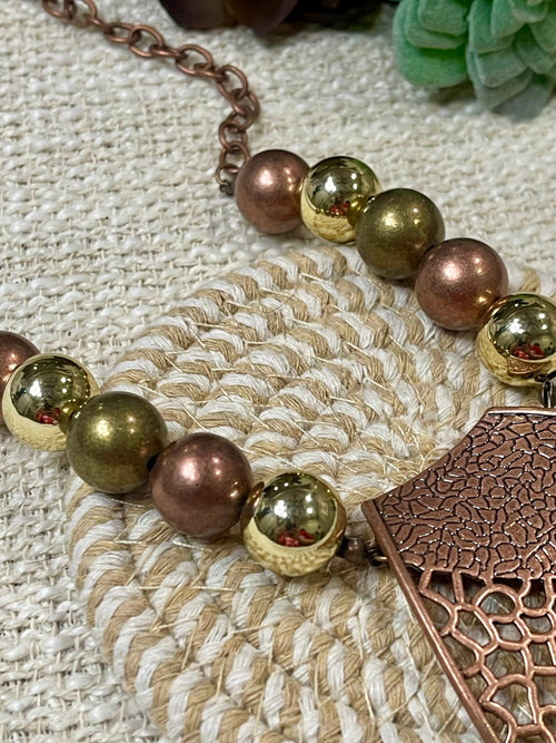 Vintage Handmade Copper Beaded Necklace