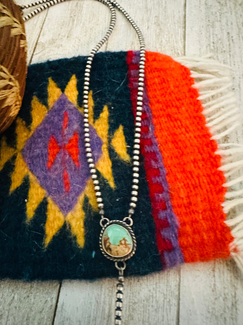 Handcrafted Turquoise & Sterling Silver Beaded Lariat Necklace