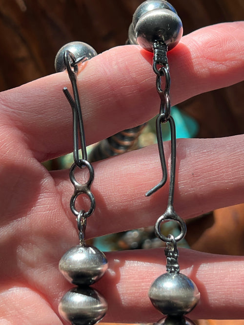 Vinita Cowboy Handmade 12mm Sterling Silver Navajo Saucer Pearl Beaded Necklaces