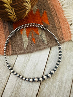 Navajo Sterling Silver Beaded Wrap Choker Necklace