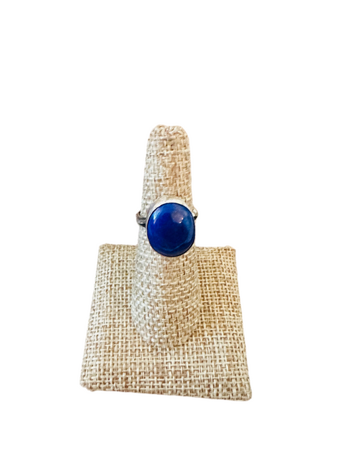 Handcrafted Old Pawn Sterling Silver & Lapis Ring Size 6