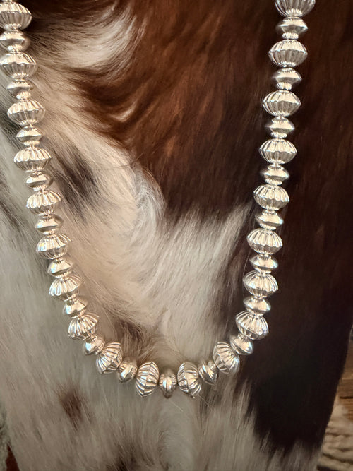Handcrafted Sterling Silver Melon Beaded 20” Necklace