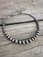 Handmade Navajo Pearl Style Sterling Silver Beaded Wrap Choker Necklace