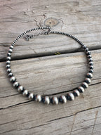Handmade Handcrafted Pearl Style Sterling Silver Beaded Wrap Choker Necklace
