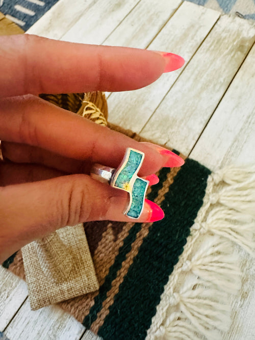 Handcrafted Old Pawn Sterling Silver & Opal Ring Size 6