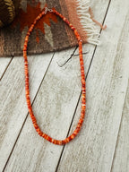Navajo Orange Spiny Oyster 16” Beaded Necklace