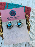 Handcrafted Old Pawn Sterling Silver & Turquoise Post Earrings