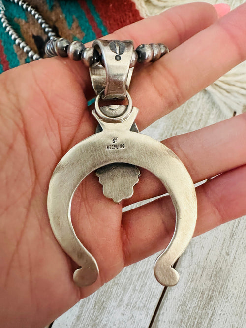 Navajo Sterling Silver & Sonoran Gold Turquoise Beaded Naja Necklace