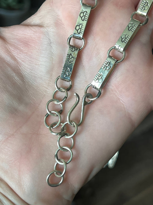 Jay Leon Coriz Handcrafted Sterling Silver and Royston Turquoise Healing Hand Station Necklace