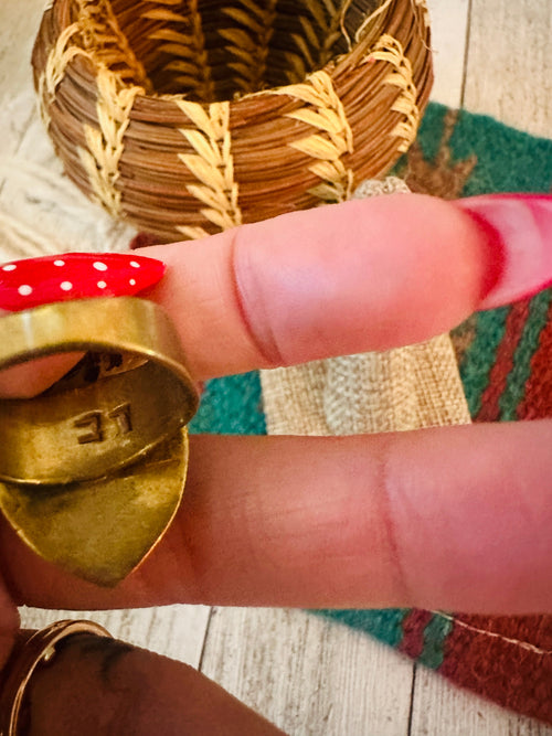 Old Pawn Navajo Sterling Silver, Turquoise, Opal Inlay Ring Size 6.75