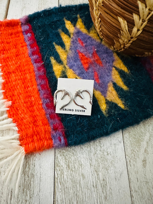 Handcrafted Sterling Silver Pearl Naja Stud Earrings