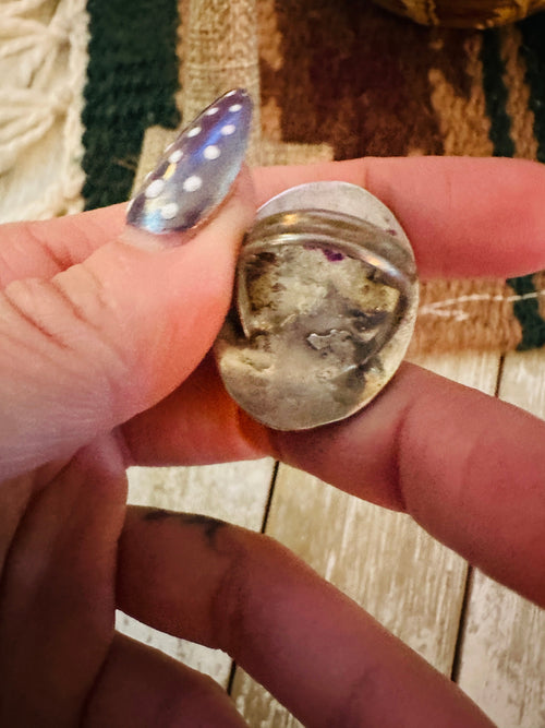 Old Pawn Handcrafted Turquoise & Sterling Silver Ring Size 3.25