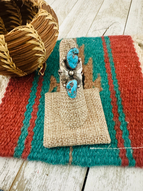 Old Pawn Navajo Sterling Silver & Turquoise Ring Size 6