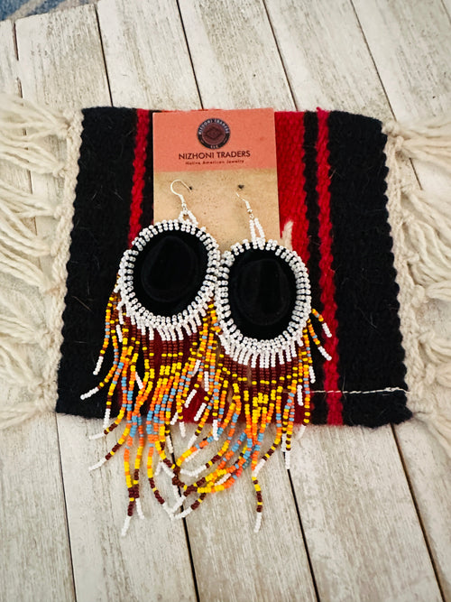 Navajo Beaded Cowboy Hat Dangle Earrings