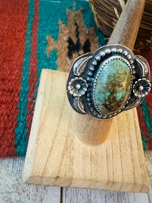 Old Pawn Navajo Sterling Silver & Turquoise Ring Size 6