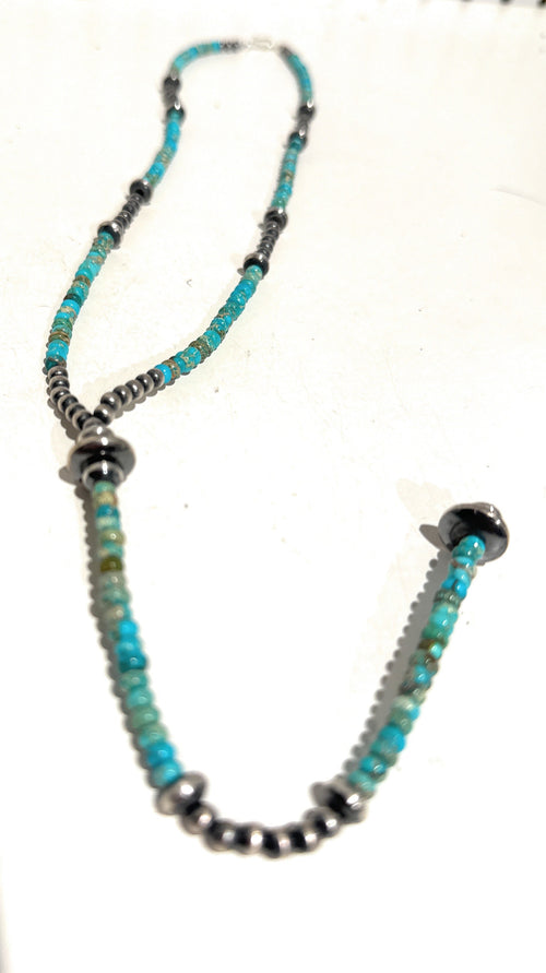 The Cowboy Handcrafted Sterling Silver & Turquoise Beaded Lariat Necklace