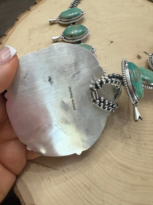 Handmade Sterling Silver & Royston Statement Necklace