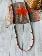 Handcrafted Sterling Silver Pearl, Queen Pink Conch & Spiny Beaded 30” Necklace