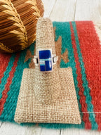 Old Pawn Navajo Sterling Silver, Lapis & Turquoise Inlay Ring Size 7