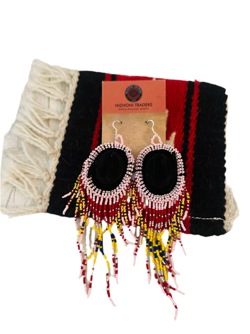 Navajo Beaded Cowboy Hat Dangle Earrings