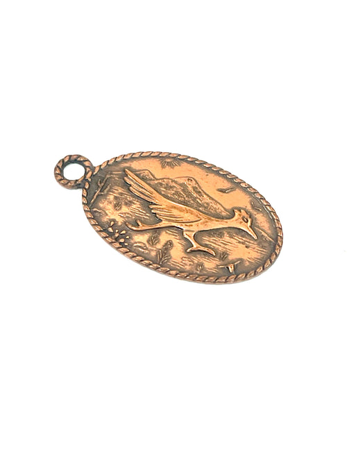 Vintage Handmade Copper Roadrunner Pendant
