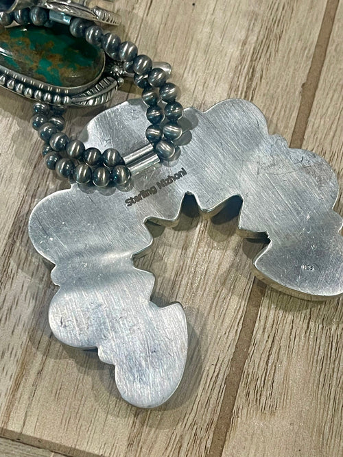 Handmade Sterling Silver & Royston Squash Blossom Necklace