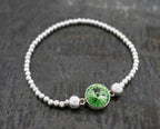 Beaded Stretch Bracelet w/ Center Crystal Peridot