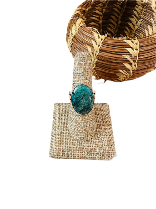 Old Pawn Navajo Sterling Silver & Turquoise Ring Size 8