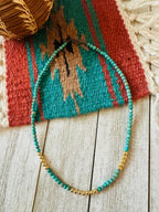 Handcrafted Turquoise & Gold Beaded 16” Necklace
