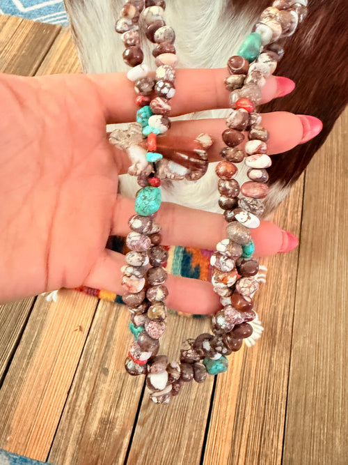 Old Pawn Handcrafted Multi Stone & Heishi Beaded 26” Necklace