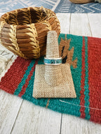 Old Pawn Navajo Sterling Silver & Turquoise Chip Inlay Band Ring