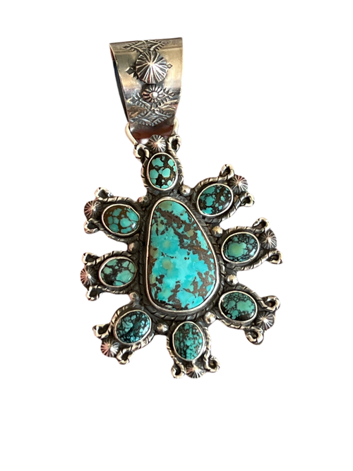 Rosella Paxson Sterling Silver and Hubei Turquoise Cluster Pendant