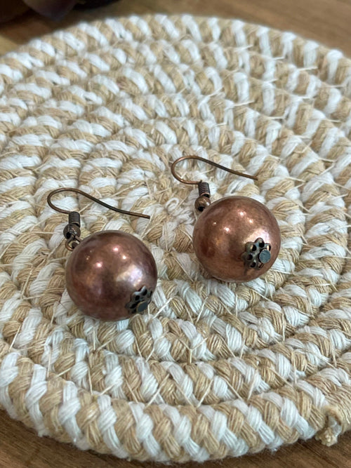 Vintage Handmade Copper Ball Earrings