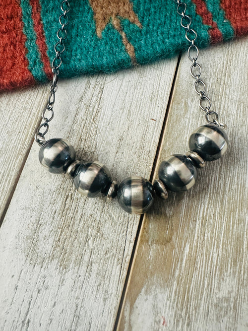 Navajo Sterling Silver Pearl Beaded Chain Necklace