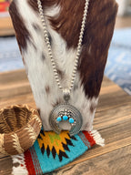 Old Pawn Handcrafted Turquoise & Sterling Silver Beaded Naja Necklace by Jeremy Delgarito