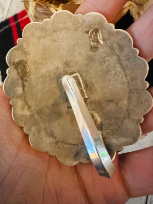 Vintage Old Pawn Navajo Turquoise & Sterling Silver Pendant, Signed