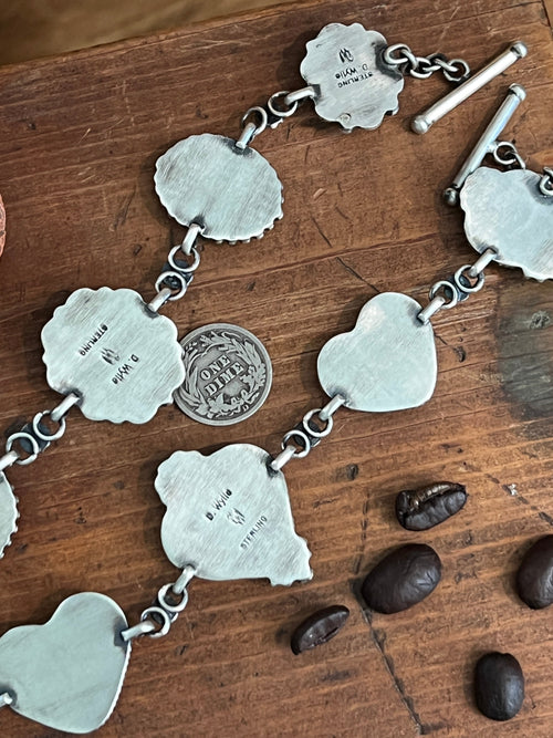 Diane Wylie Handcrafted Sterling Silver, Spiny Oyster & Turquoise Link Bracelets