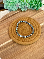 Handmade Sterling Silver, Turquoise & Lapis Beaded Bracelet with Signed Nizhoni