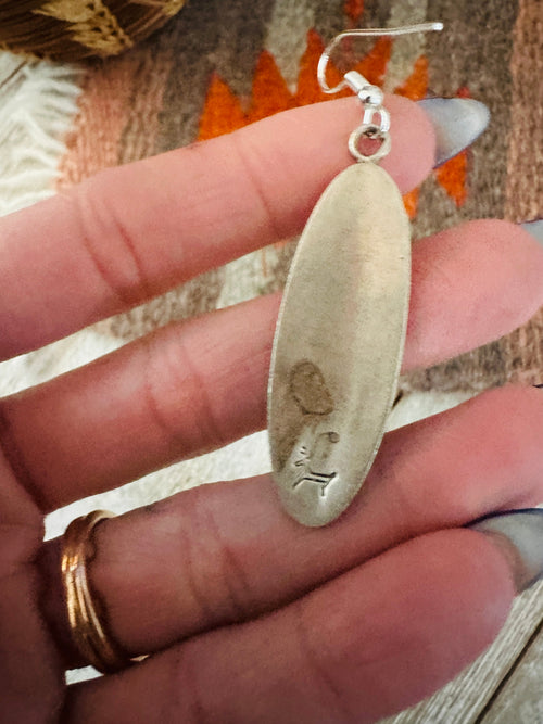 Old Pawn Hopi Overlaid Sterling Silver Dangle Earrings