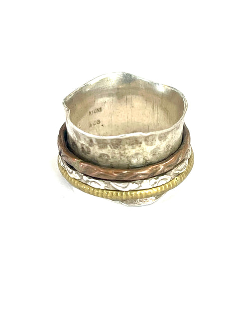 Vintage Handmade Copper Stacked Ring Sz 5.75