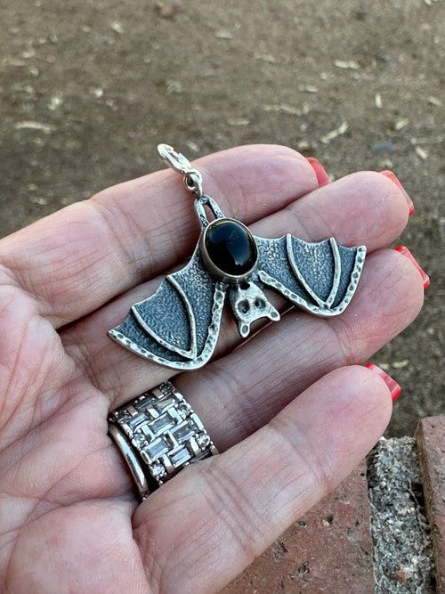 Halloween Collection Sterling Silver & Onyx Bat Charm