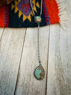Handcrafted Turquoise & Sterling Silver Beaded Lariat Necklace