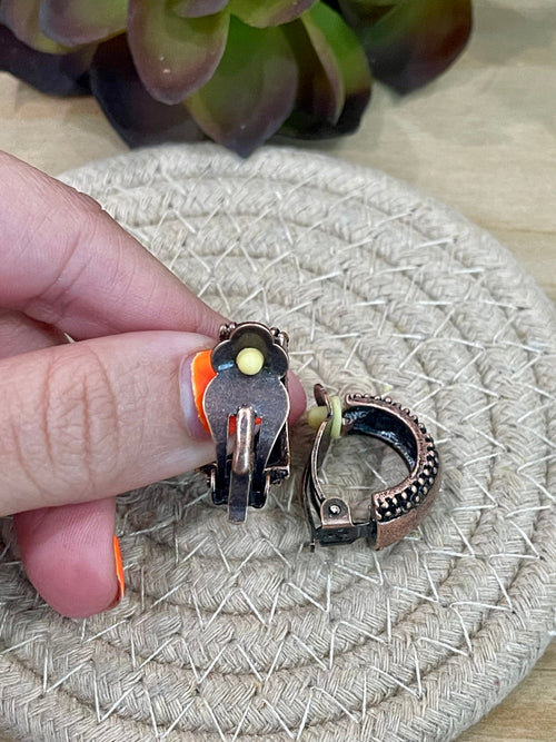 Vintage Handmade Copper Clip On Earrings