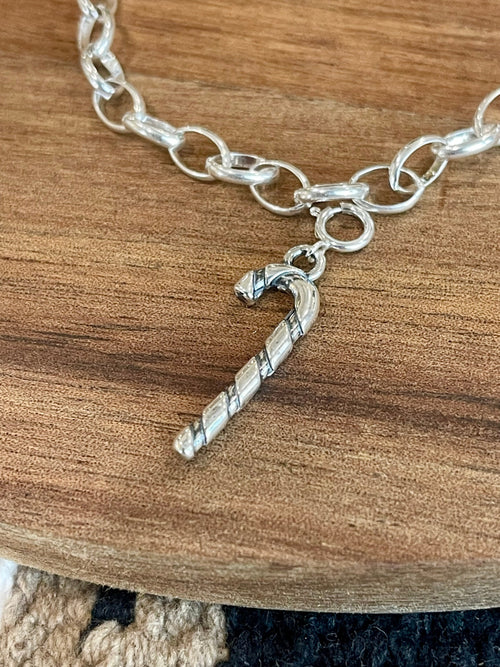 Handcrafted Sterling Silver CHRISTMAS CANDY CANE Charm