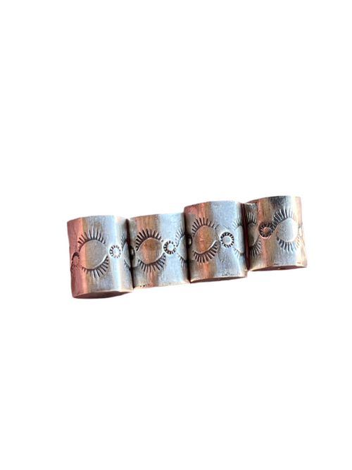 Handmade Stamped Sterling Silver Hexagon Cylinder Beads, The Hedgehog
