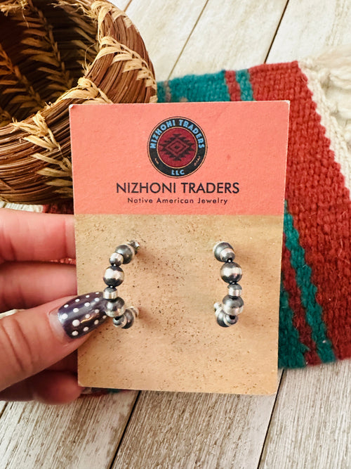 Handcrafted Sterling Silver Pearl Beaded Hoop Earrings