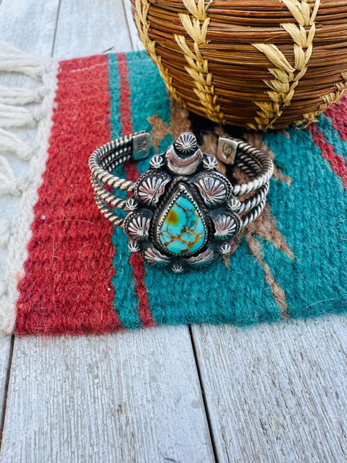 Handmade Artisan Sterling Silver & Turquoise Cuff Bracelet, CB Gems