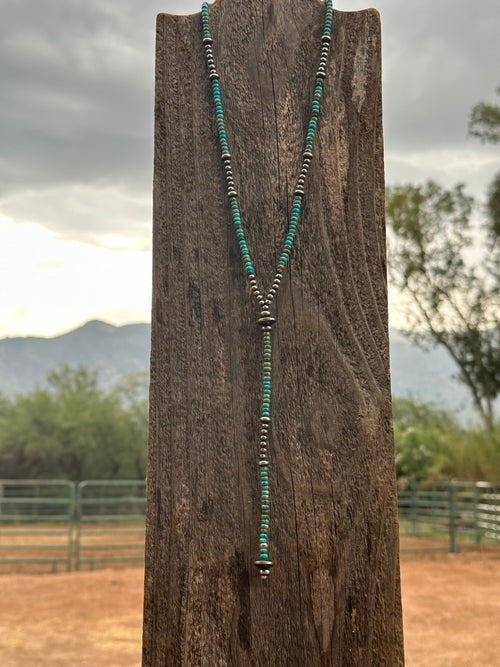 The Cowboy Handcrafted Sterling Silver & Turquoise Beaded Lariat Necklace