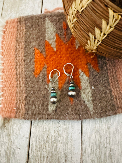 Navajo Turquoise & Sterling Silver Pearl Dangle Earrings